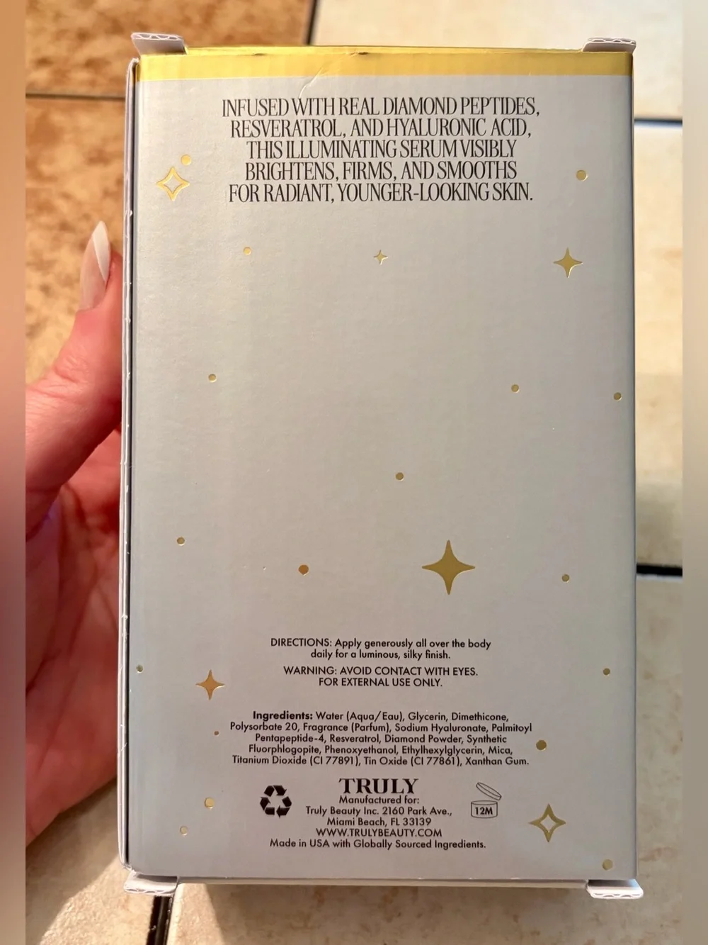 New in Box TRULY Diamond Baby Body Serum- Firm & Illuminate Treatment Body Serum